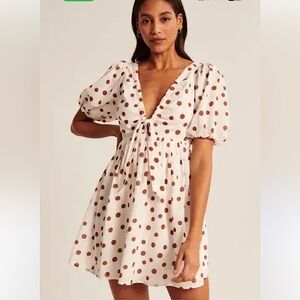 Abercrombie & Fitch White and Brown Polka Dot Mini Dress